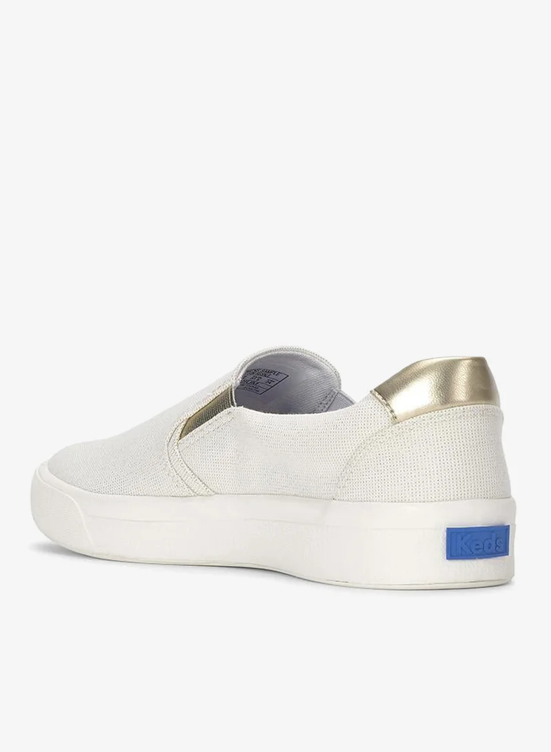 Keds  Keds Women's Pursuit Lurex Linen Slip-On Sneaker – Shimmer Detail, Breathable Casual Shoe White for Women | Best Price UAE