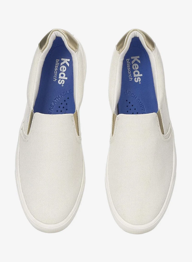Keds  Keds Women's Pursuit Lurex Linen Slip-On Sneaker – Shimmer Detail, Breathable Casual Shoe White for Women | Best Price UAE