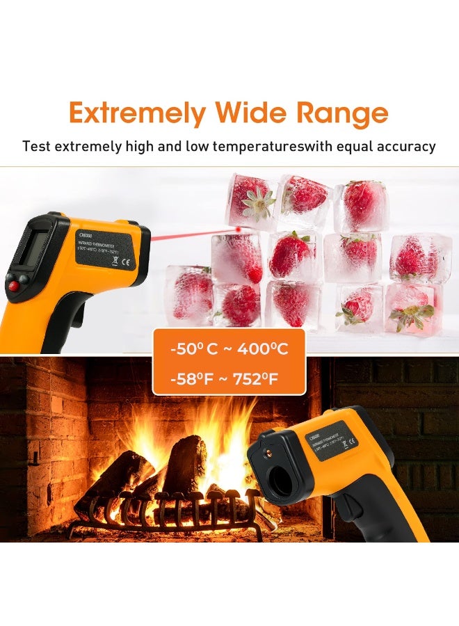 Infrared Thermometer, Digital Non-Contact Laser Temperature Gun for Cooking, HVAC, Automotive, Industrial & Home Use, Wide Measuring Range -50°C to 400°C (-58°F to 752°F), Adjustable Emissivity, Includes 2 AAA Batteries CX6000 - Image 4