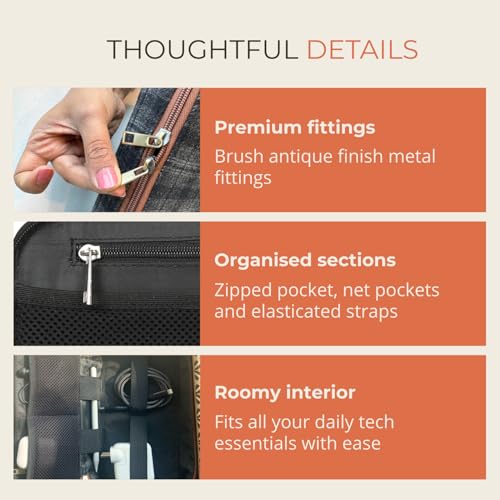 Hamelin Oslo Tech Organizer Pouch | Slate Grey, Tweed Fabric | All In One Gadget Organizer |Hard Disk Cover Case|Multipurpose Pouch For Men & Women| Stylish Storage for Earphone, USB Cable, Power Bank - Image 4