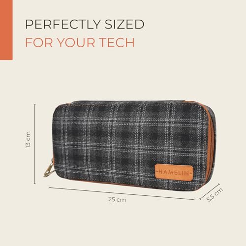 Hamelin Oslo Tech Organizer Pouch | Slate Grey, Tweed Fabric | All In One Gadget Organizer |Hard Disk Cover Case|Multipurpose Pouch For Men & Women| Stylish Storage for Earphone, USB Cable, Power Bank - Image 2