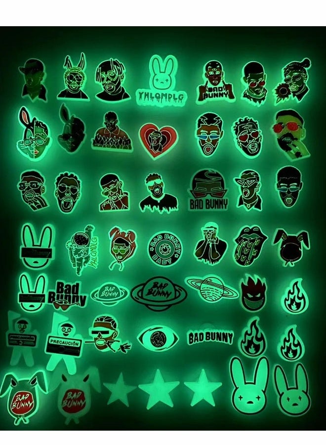 Bad Bunny Glow in the Dark Croc Charms - 49 Pcs Shoe Decoration Charms for Clog Sandals, Stylish Accessory for Unisex Adults, Kids, Men, Women - Party Favors and Gifts - Image 2