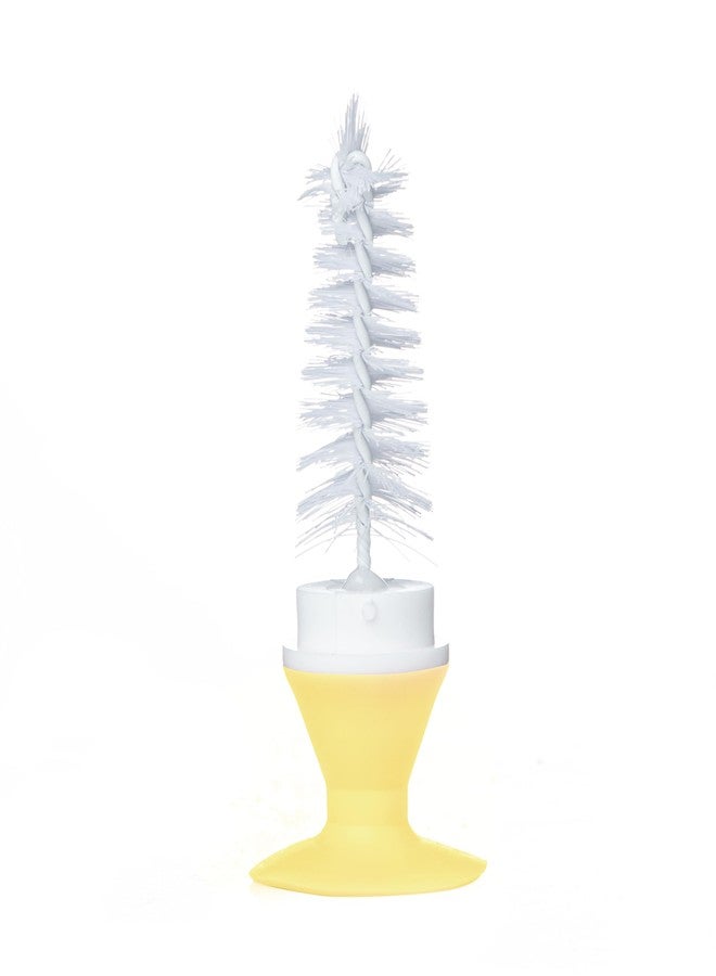 Bubbles 2- in -1 Bristle Baby Feeding Bottle Plastic Cleaning Brush & Nipple Cleaner,Grooved Handle with Suction Base,Easy to Clean Bottle Corners for Narrow Neck&Wide Neck Feeding Bottles (Yellow) - Image 3