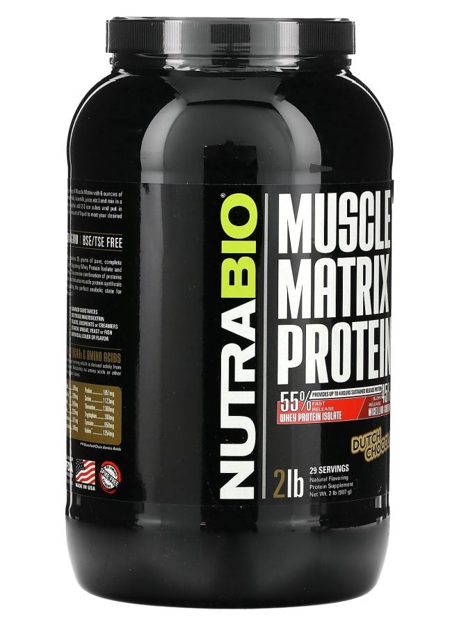 NutraBio Muscle Matrix Protein Dutch Chocolate 2 lb (907 g) - Image 2