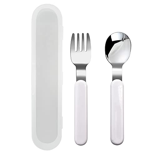 VANRA 2-Piece Children Fork And Spoon Set 18/10 Stainless Steel Child Flatware Set Kids Utensils Set with Case for Lunch Box - Image 1