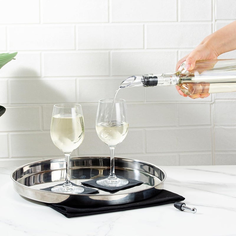Restaurantware -Bar Lux Wine Chiller Stick Set, 1 Rapid Iceless Wine Chilling Rod - Aerator, Pourer, and Bottle Stopper Included, Unique Gift, Stainless Steel Bottle Cooler Stick - Image 4