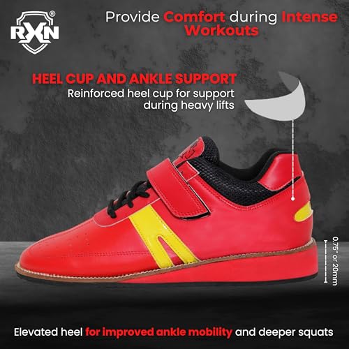 RXN Lifter Weightlifting Shoes for Mens (RED, 5) - Image 5
