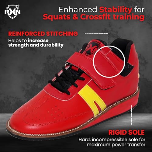 RXN Lifter Weightlifting Shoes for Mens (RED, 5) - Image 3