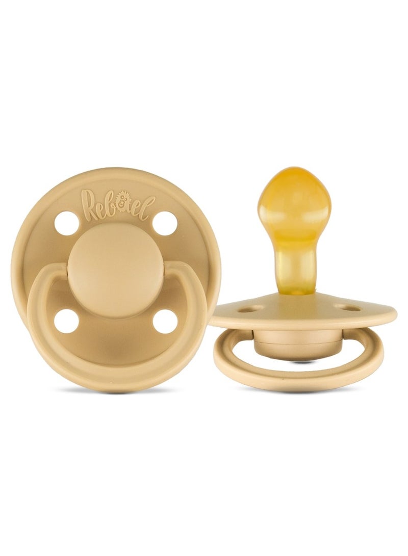 Rebael Mono Natural Rubber Round Pacifier Size 2 - Baby 6M+ (1-pack) - Almond - Image 1