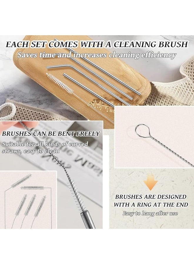 بروماس طقم شلمونات من الستانلس ستيل – 4 قطع منحنية قابلة لإعادة الاستخدام مع فرشاة تنظيف - Image 3