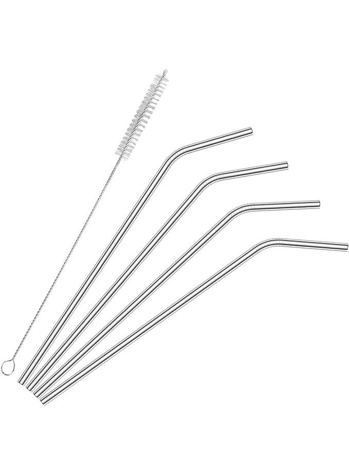 بروماس طقم شلمونات من الستانلس ستيل – 4 قطع منحنية قابلة لإعادة الاستخدام مع فرشاة تنظيف - Image 1