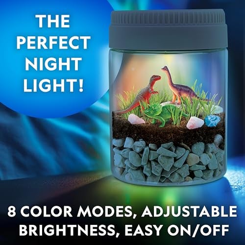 Blue Marble National Geographic Dinosaur Terrarium Kit for Kids – Multicolor Light-Up Terrarium, Build a Dino Habitat with Real Plants & More, Science Kit, Dinosaur Toys for Kids - Image 3