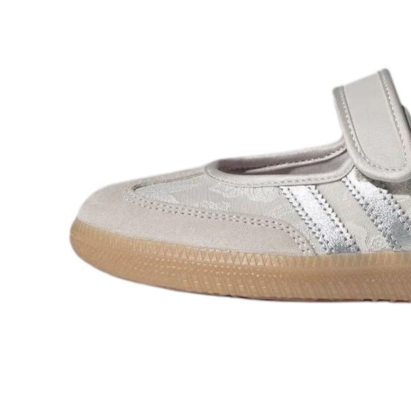 Samba Jane Women's Mary Jane Flats with Adjustable Hook-and-Loop Strap, Anti-Slip Rubber Sole, Ballet-Inspired Casual Trainers