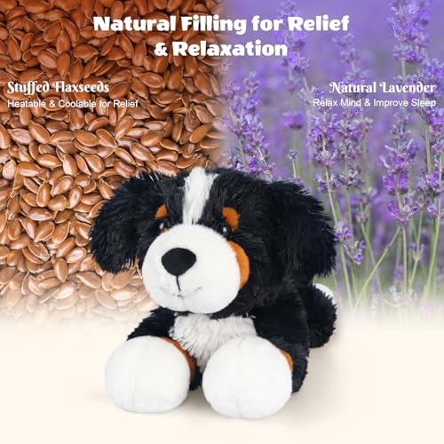 SuzziPals Heatable Coolable Bernese Mountain Dog Stuffed Animal Heating Pad Microwavable for Soothing Relaxation Lavender Scented Stuffed Dog Plush for Stress Relief Black Puppy Plushie Gifts - Image 5