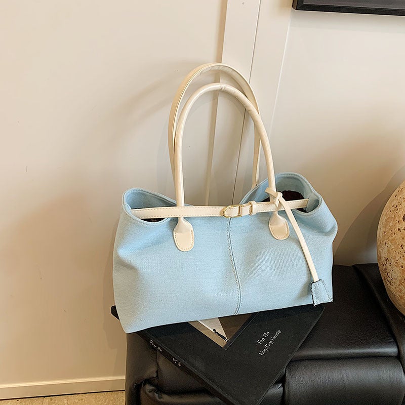 Denim Handbag Underarm Bag Women'S Fashion Portable Tote Bag Large Capacity Shoulder Bag - Image 1