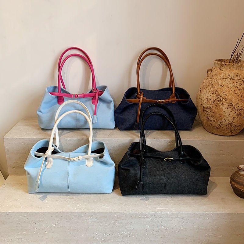 Denim Handbag Underarm Bag Women'S Fashion Portable Tote Bag Large Capacity Shoulder Bag - Image 5