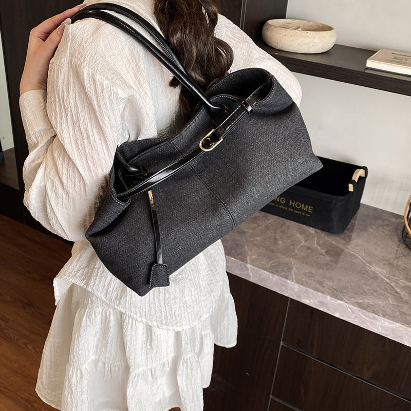 Denim Handbag Underarm Bag Women'S Fashion Portable Tote Bag Large Capacity Shoulder Bag - Image 4