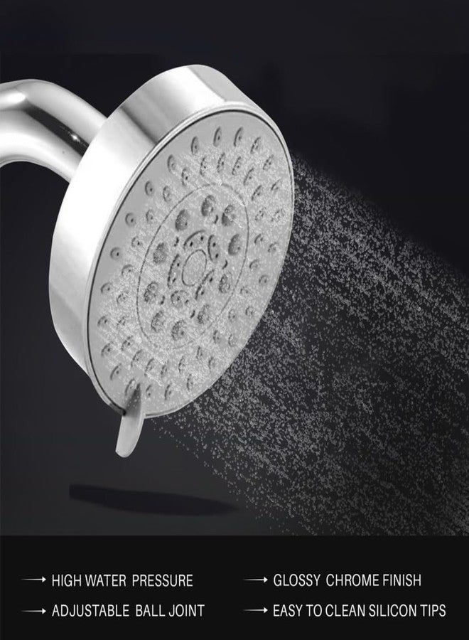 Houza Round Shower Head for Bathroom - 4 Inch Head with 7-Inch Wall Arm, 3-Spray Water Flow Options, Chrome Finish & Simple Setup - Image 4