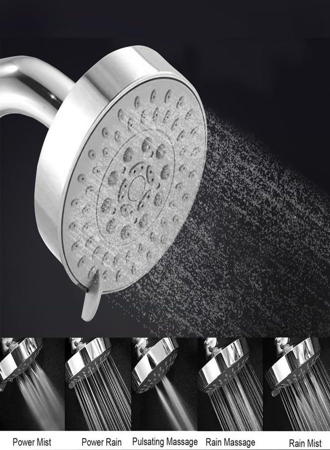 Houza Round Shower Head for Bathroom - 4 Inch Head with 7-Inch Wall Arm, 3-Spray Water Flow Options, Chrome Finish & Simple Setup - Image 3