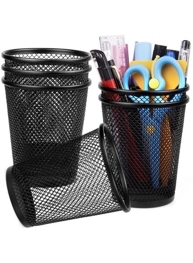 QYH Mesh Pencil Holder Metal Pen Cup Black For Desk 6 Packs  - Image 1
