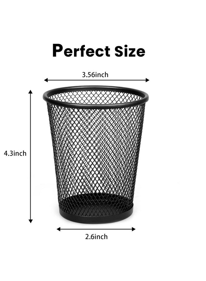 QYH Mesh Pencil Holder Metal Pen Cup Black For Desk 6 Packs  - Image 2