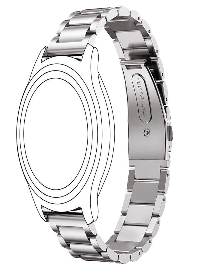 ACM Watch Strap Stainless Steel Metal 22mm compatible with Fossil Gen 5 Carlyle Smartwatch Belt Luxury Metallic Silver - Image 2