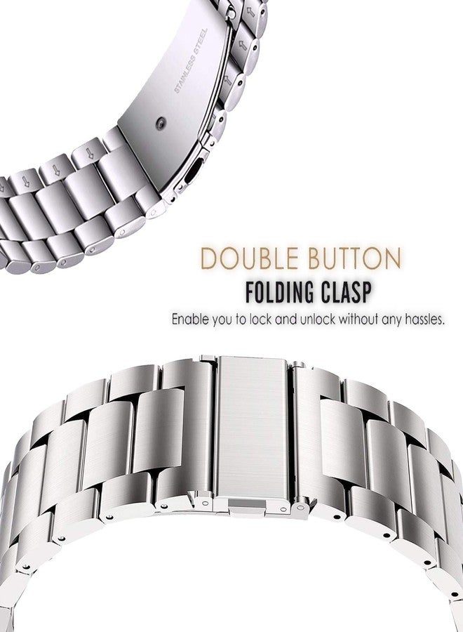 ACM Watch Strap Stainless Steel Metal 22mm compatible with Fossil Gen 5 Carlyle Smartwatch Belt Luxury Metallic Silver - Image 4