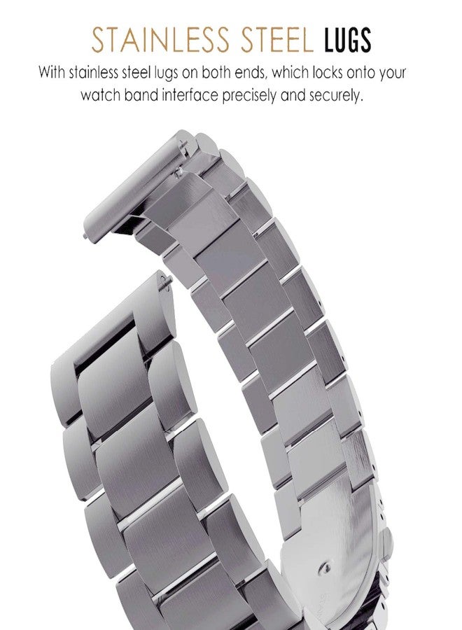 ACM Watch Strap Stainless Steel Metal 22mm compatible with Fossil Gen 5 Carlyle Smartwatch Belt Luxury Metallic Silver - Image 5