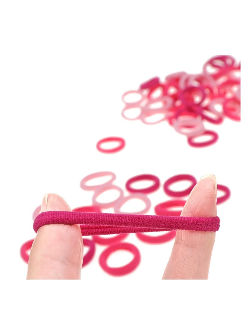 Lelet 150Pcs Nylon Toddler Hair Elastics Ponytail Holder Soft & Seamless Baby Hair Ties, Colorful Rubber Bands for Girls, Gentle on Hair, 2.3cm Diameter-Pink Colors - Image 2