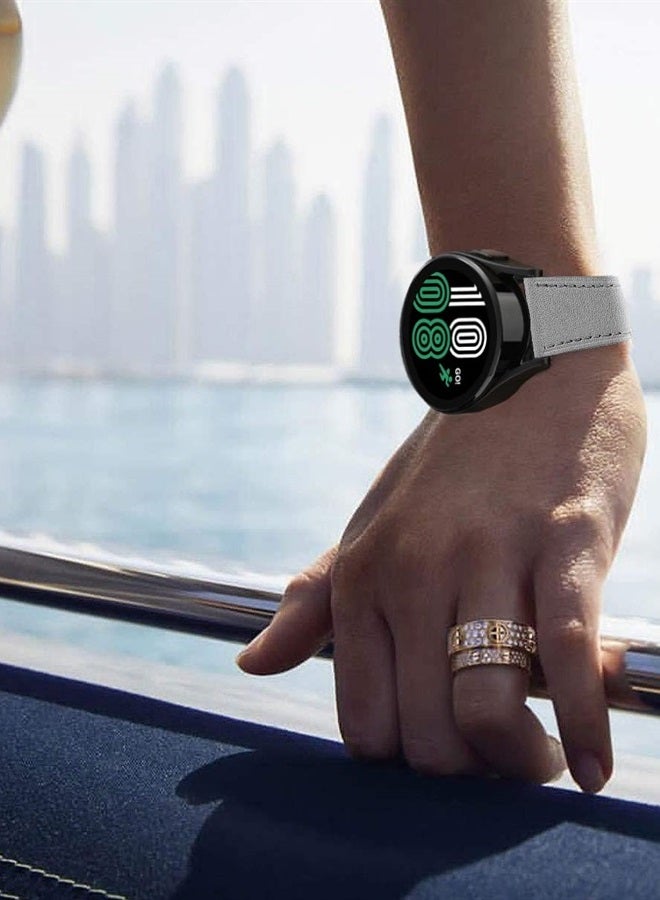 DEALELE Bands Compatible with Samsung Galaxy Watch 6/6 classic / 5/5 Pro / 4/4 Classic / 3 41mm / Active 2, 20mm Printed Leather Replacement Strap for Women Men (Gray) - Image 5