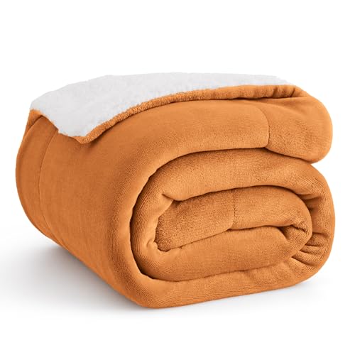 Bedsure Bedsure Sherpa Fleece Throw Blanket for Couch  Thick and Warm Soft Fuzzy Plush Throw Blanket for Winter Orange 50x60 Inches 