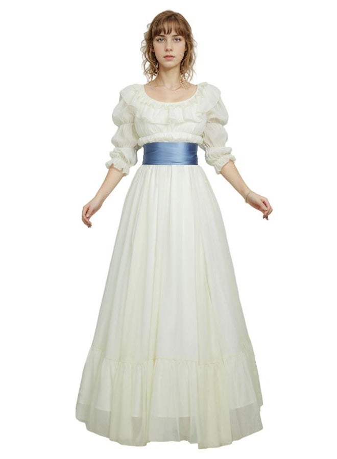 Miccostumes Women's Regency Dress Empire Waist Dress Medieval Renaissance Costume Victorian Rococo Dress (M) - Image 1