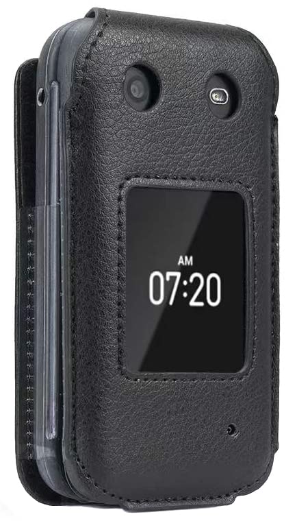 Nakedcellphone حافظة لهاتف نوكيا 2760/2780 القابل للطي، نيكيدسيلفون [جلد نباتي أسود] غلاف ملائم مع [حماية شاشة مدمجة] و [مشبك حزام معدني] لهاتف تراكفون N139DL، TA-1398، TA-1451، TA-1420 - Image 2