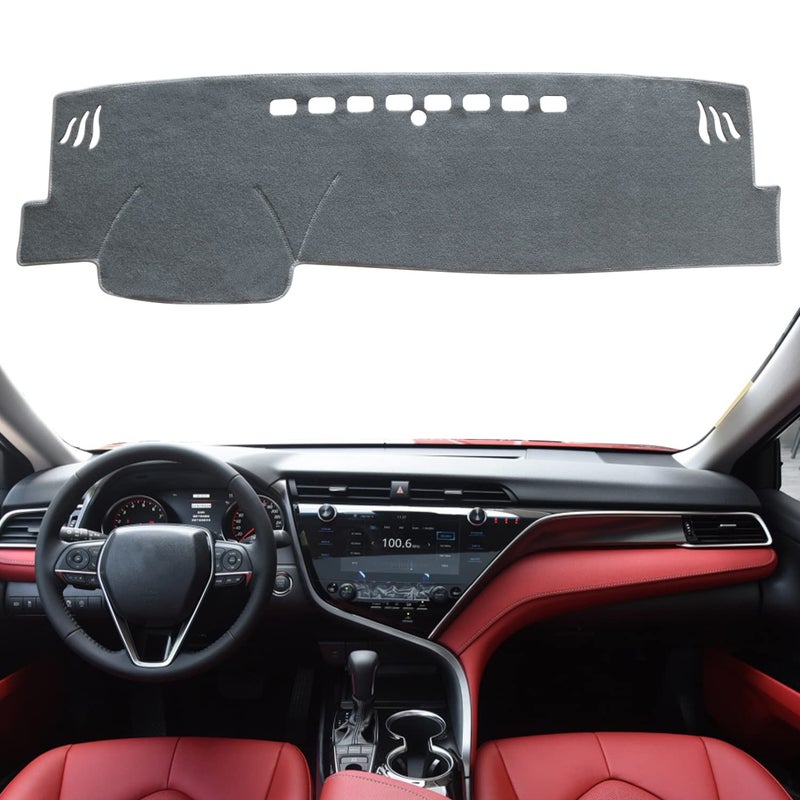 REMOCH for Toyota Camry Accessories 2024 2023 2022 2021 2020 2019 2018 Dash Cover Dashboard Cover Mat Custom Fit Center Console Cover Sunshield Protector PadGray