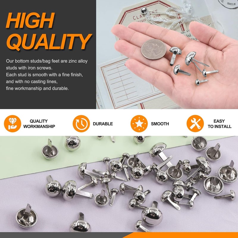 Rustark 500PCS 5 Sizes Silver Paper Fasteners Round Brads Fasteners Assortment Kit Mushroom Head Paper Fasteners Brass Metal Brads Scrapbooking Decorative Paper Crafts School DIY Art Project Supplies - Image 3