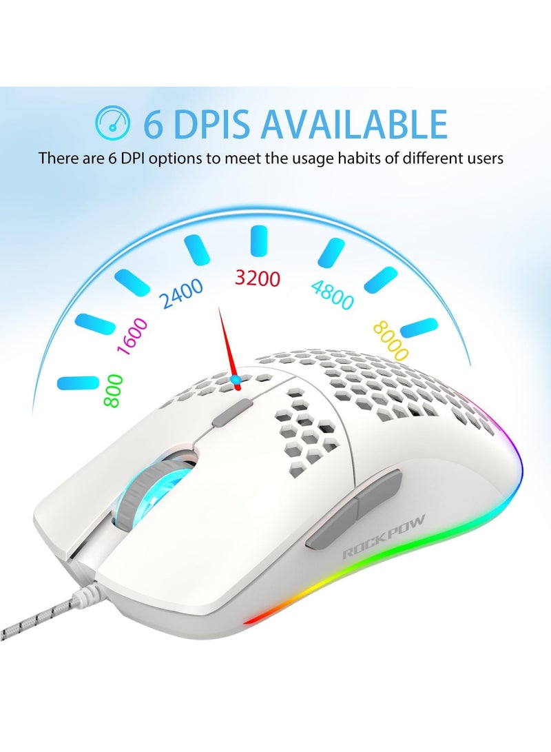 Rock Pow 60% Wired Gaming Keyboard Mouse Combo RGB Gaming Mice Ergonomic Ultralight 8000DPI Optical Sensor 61 Keys RGB Backlit Gaming Keyboard Ultra-Compact Mini Waterproof Keyboard for PC Computer Gamer - Image 3