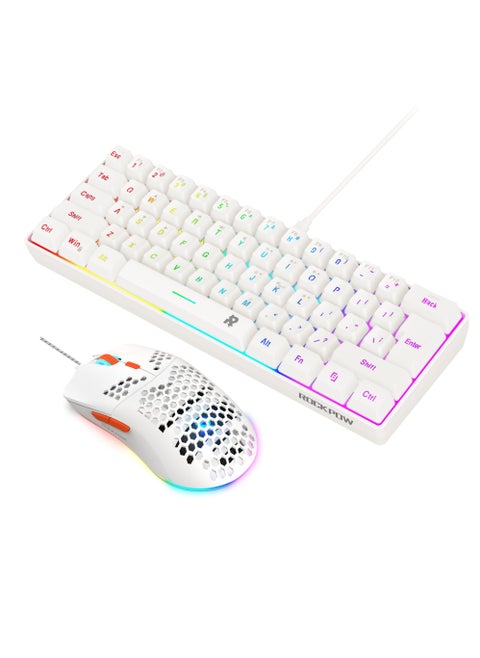 60٪ لوحة مفاتيح الألعاب السلكية ماوس كومبو RGB ماوس الألعاب مريح خفيف الوزن 8000DPI مستشعر بصري 61 مفتاحا RGB بإضاءة خلفية لوحة مفاتيح للألعاب لوحة مفاتيح صغيرة مقاومة للماء فائقة الصغر للكمبيوتر الشخصي