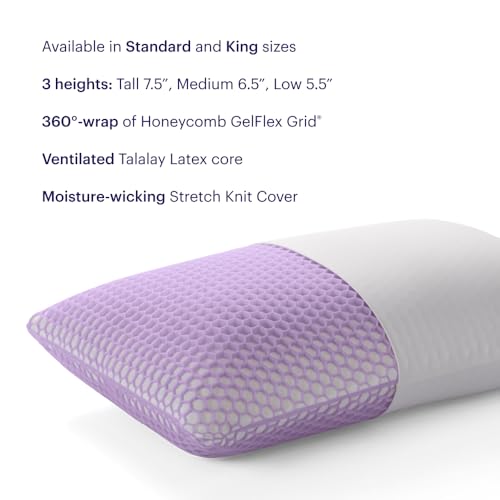 Purple Harmony Pillow - Standard Tall, Greatest Pillow Ever Invented, 360º Hex Grid & Talalay Latex Core - No Pressure Support, Stays Cool, Luxurious Comfort - Image 2