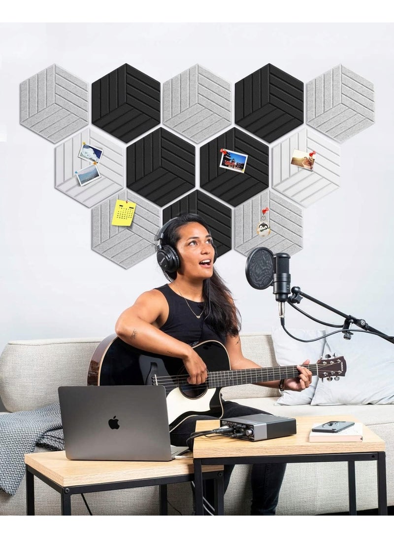 12 Pack Sound Proof Foam Panels, 12X10X0.4 inch/30X26X1cm,Acoustic Panels Self-Adhesive, Soundproof Wall Panels High Density, Acoustic Panels Sound Absorbing for Wall Decoration and Acoustic Treatment-Black - Image 5
