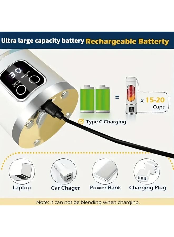 White USB Rechargeable Portable Juicer Cup With Crushed Ice Function Detachable Easy Clean Design - Image 4