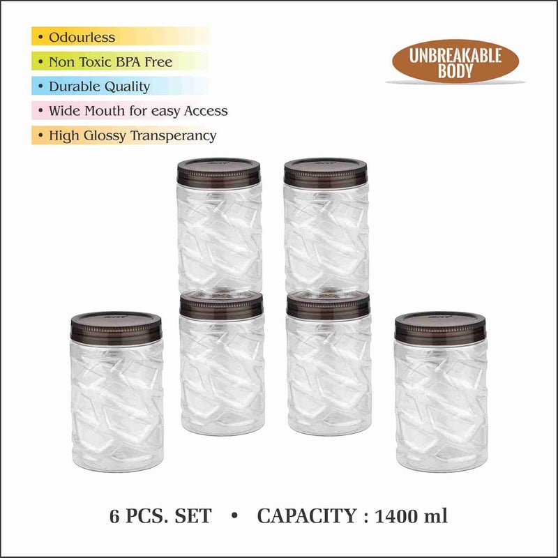 Sky Lexus Celebration 6 Pcs Storage Container Set for Kitchen (1400 ml x 6 PcS),(Grey) - Image 2
