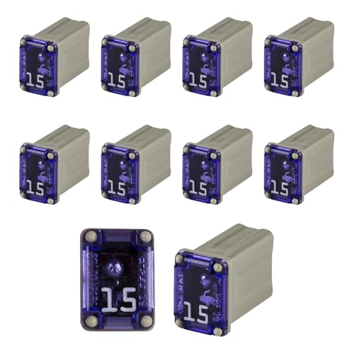 QBOONPT 10PCS 15 Amp Car Micro Cartridge Fuse Tap, Automotive Low Profile Mini Box Shaped Fuse Kit, Slow Blow FMM Mcase Type Fuses Replacement, Modification Accessories for Trucks, Cars and SUVs - Image 1