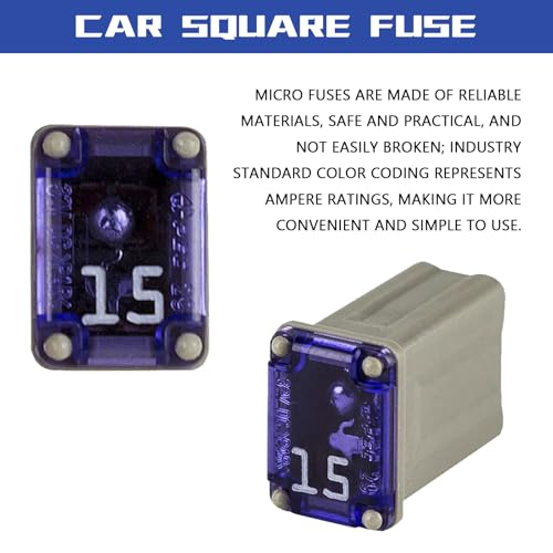 QBOONPT 10PCS 15 Amp Car Micro Cartridge Fuse Tap, Automotive Low Profile Mini Box Shaped Fuse Kit, Slow Blow FMM Mcase Type Fuses Replacement, Modification Accessories for Trucks, Cars and SUVs - Image 3
