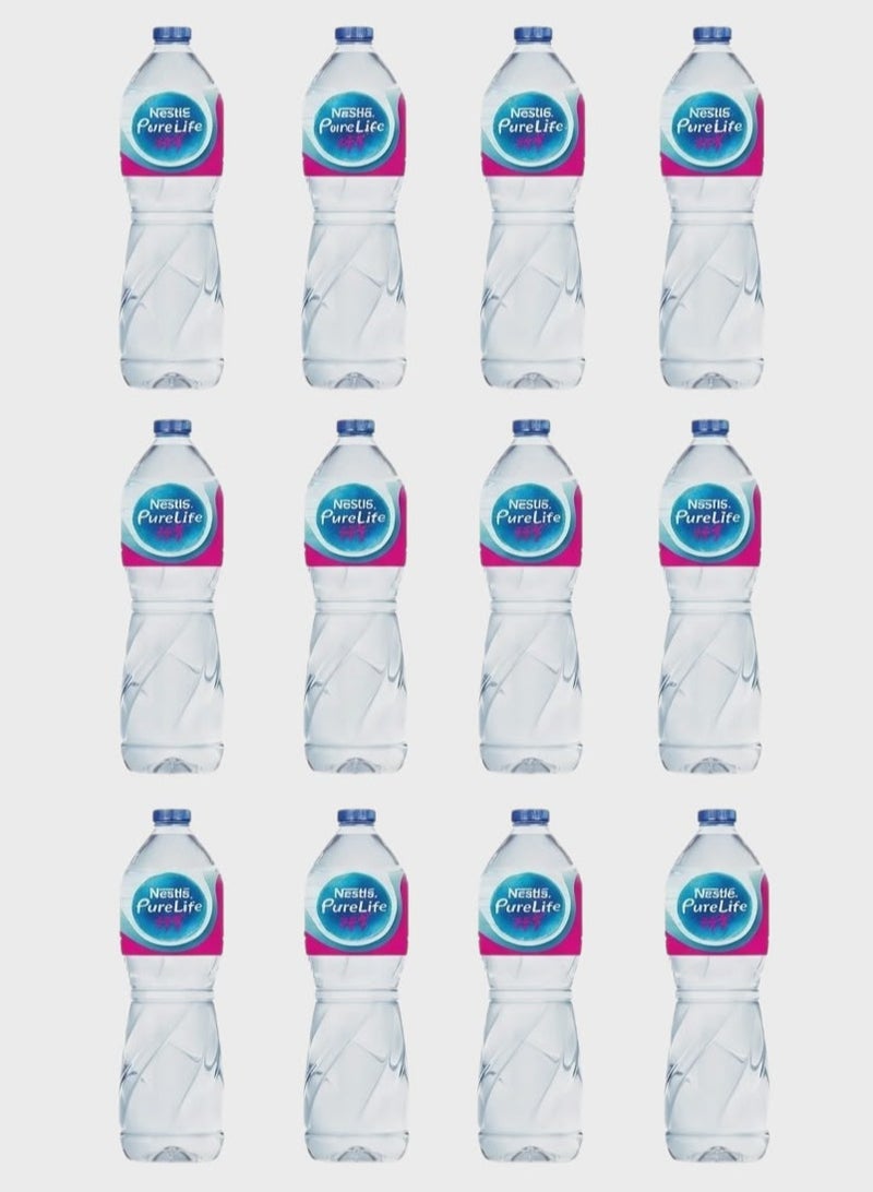 Nestle Nestlé Pure Life Bottled Drinking Water - 1.5L - Case of 12 Bottles - Image 1
