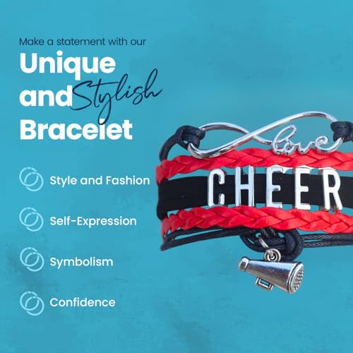 Infinity Collection - Cheer Charm Bracelet - Infinity Love Adjustable Jewelry in Team Colors, Cheer Jewelry and Accessories, Gift for Cheerleaders and Teams - Image 5