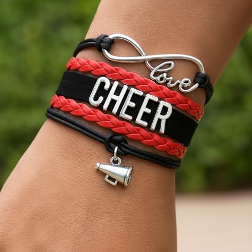 Infinity Collection - Cheer Charm Bracelet - Infinity Love Adjustable Jewelry in Team Colors, Cheer Jewelry and Accessories, Gift for Cheerleaders and Teams - Image 3