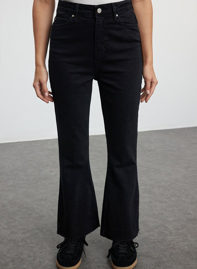 trendyol Anthracite High Waist Crop Flare Jeans TWOAW21JE0159 - Image 3