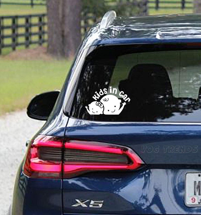 Vog Trends-Kids in Car Decal Baby in Car Sticker Baby on Board car Decal White 7.25 inch VT-2001, 7.25 x 4.5 - Image 2
