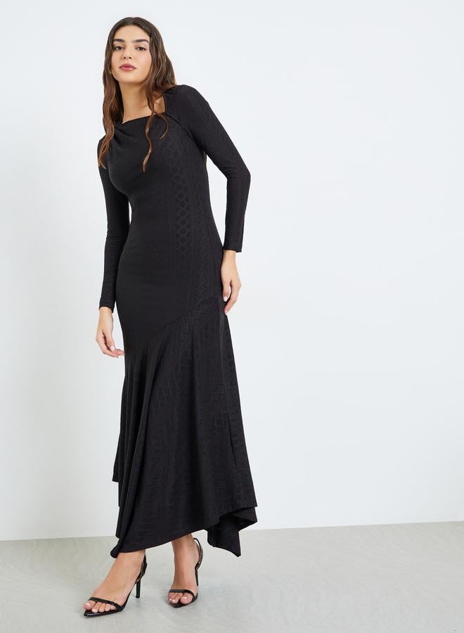Styli Black Asymmetric Hem Maxi Dress - Image 1