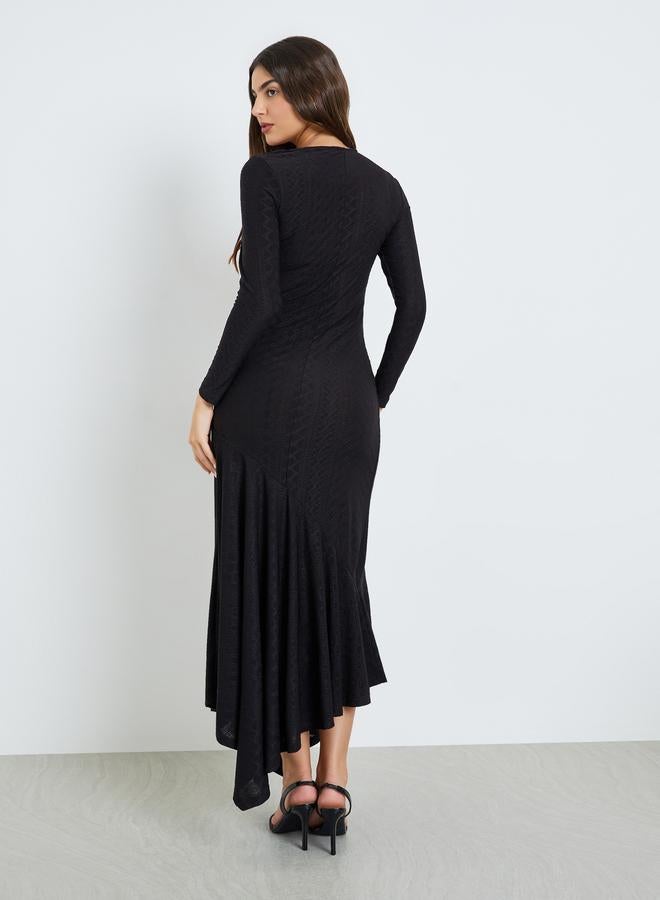 Styli Black Asymmetric Hem Maxi Dress - Image 3